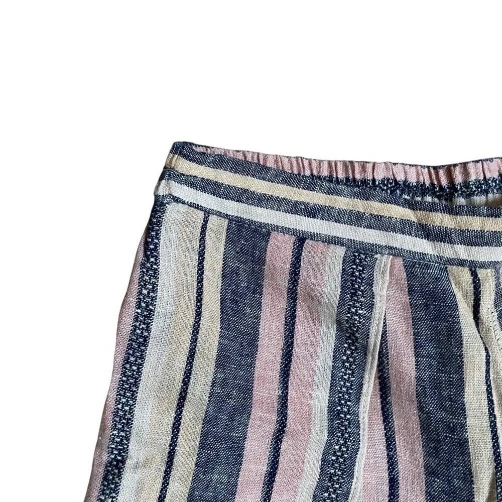 Drew Whitney Striped Linen Wide Leg Split Pants Anthropologie Small